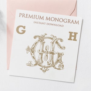 GH, HG Wedding Duogram, Wedding Monogram | Wedding Logo | Invitation Logo | Stationery Letterhead | Home Decor | Family Initials | Crest