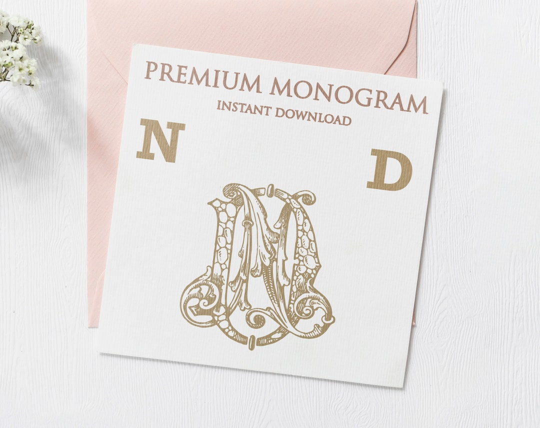 Vintage Wedding Monogram Logo: ND Duogram Crest (digital Download) - Etsy