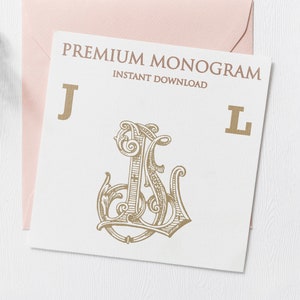 JL LJ Wedding Duogram, Wedding Monogram | Wedding Logo | Invitation Logo | Stationery Letterhead | Home Decor | Family Initials | Crest
