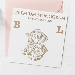 BL LB  Wedding Duogram, Wedding Monogram | Wedding Logo | Invitation Logo | Stationery Letterhead | Home Decor | Family Initials | Crest