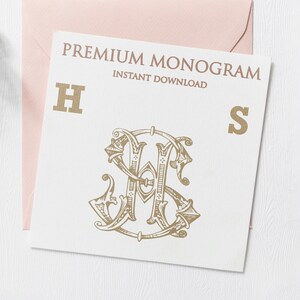 HS SH Wedding Duogram, Wedding Monogram | Wedding Logo | Invitation Logo | Stationery Letterhead | Home Decor | Family Initials | Crest