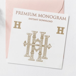HH HH V.2 Wedding Duogram, Wedding Monogram | Wedding Logo | Invitation Logo | Stationery Letterhead | Home Decor | Family Initials | Crest