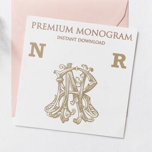 NR RN V.3 Wedding Duogram, Wedding Monogram | Wedding Logo | Invitation Logo | Stationery Letterhead | Home Decor | Family Initials | Crest