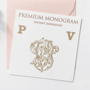 PV VP V.2 Wedding Duogram, Wedding Monogram | Wedding Logo | Invitation Logo | Stationery Letterhead | Home Decor | Family Initials | Crest