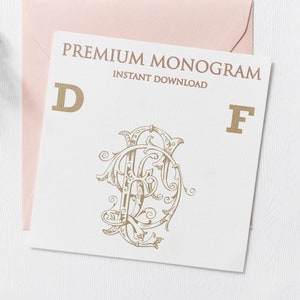 DF FD Wedding Duogram, Wedding Monogram | Wedding Logo | Invitation Logo | Stationery Letterhead | Home Decor | Family Initials | Crest