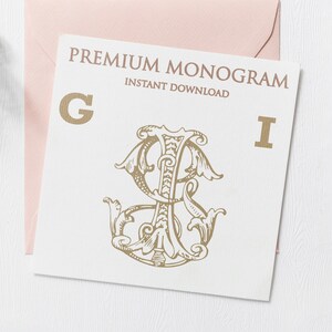 GI, IG Wedding Duogram, Wedding Monogram | Wedding Logo | Invitation Logo | Stationery Letterhead | Home Decor | Family Initials | Crest