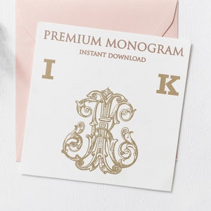 IK KI Wedding Duogram, Wedding Monogram | Wedding Logo | Invitation Logo | Stationery Letterhead | Home Decor | Family Initials | Crest