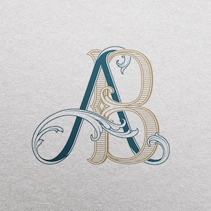 2 Letter Monogram with Initials AB | Digital Download - Wedding Monogram SVG, Personal Logo, Wedding Logo for Wedding Invitations