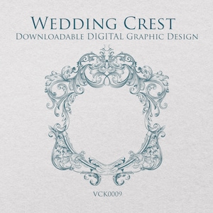 Crista de casamento estilo vitoriano | Um design digital pronto para download - Enquadre seu monograma ou iniciais para criar um logotipo de casamento - VCK0009