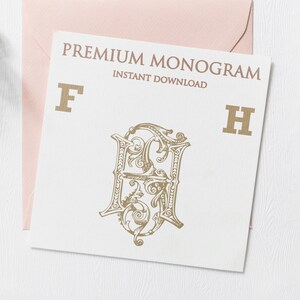 FH, HF Wedding Duogram, Wedding Monogram | Wedding Logo | Invitation Logo | Stationery Letterhead | Home Decor | Family Initials | Crest