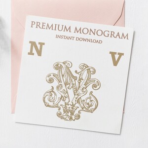 NV VN V.2 Wedding Duogram, Wedding Monogram | Wedding Logo | Invitation Logo | Stationery Letterhead | Home Decor | Family Initials | Crest