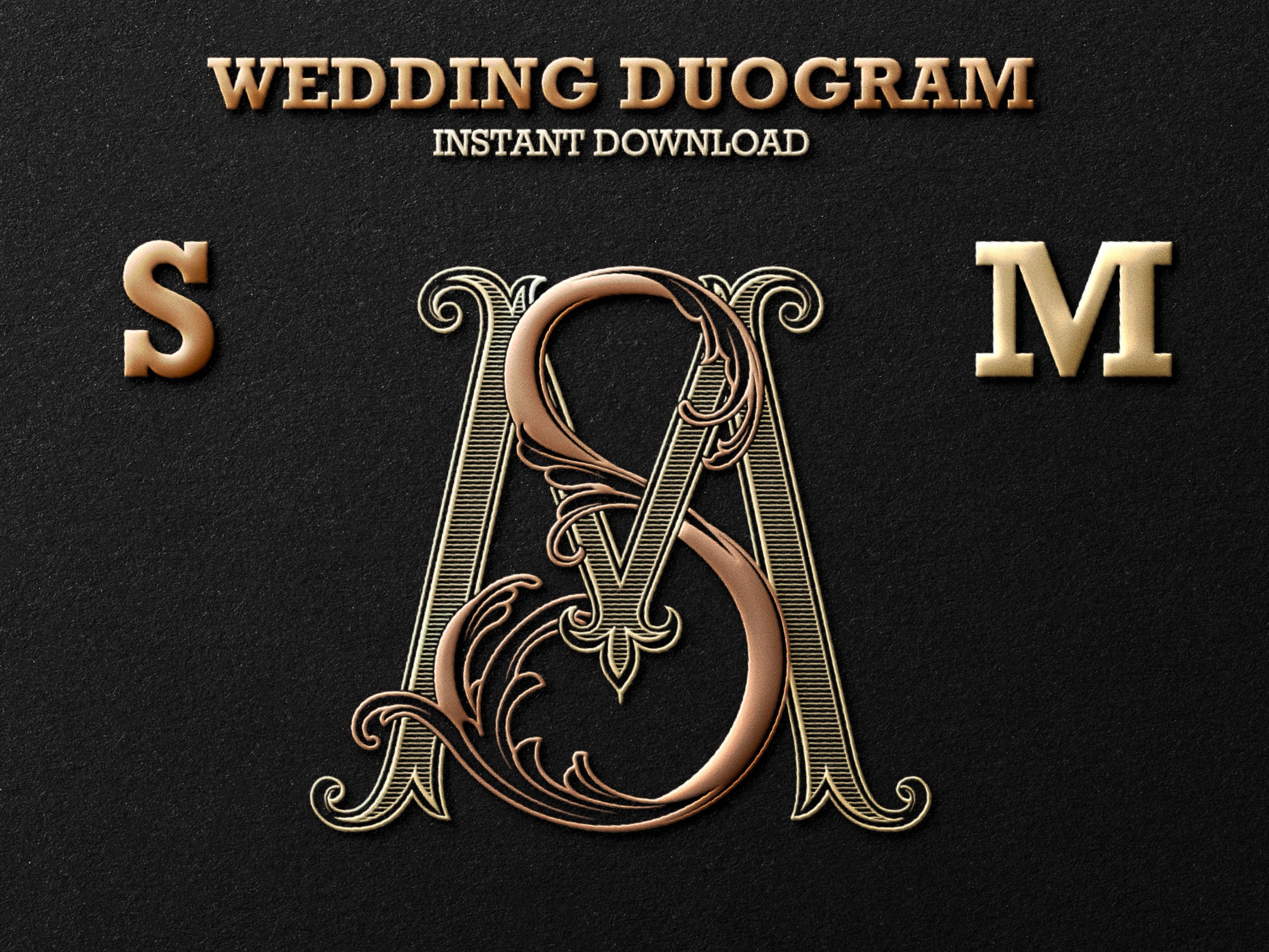 2 Letter Monogram With Letters SM Digital Download Wedding 