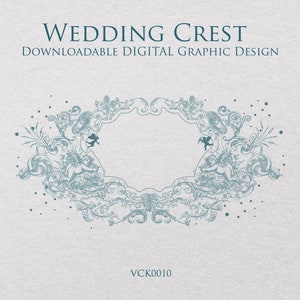Crista de casamento estilo vitoriano | Um design digital pronto para download - Enquadre seu monograma ou iniciais para criar um logotipo de casamento - VCK0010
