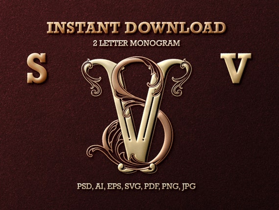 Two Letter Monogram 2-letter Monogram Digital Download - Etsy
