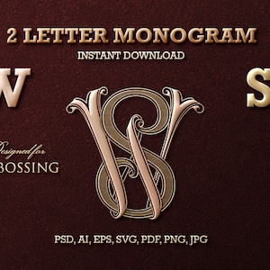 2 Letter Monogram with Letters WS | Digital Download - Wedding Monogram SVG, Personal Logo, Wedding Logo for Wedding Invitations