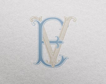 EV Wedding Monogram: Elegant Initial Logo (Digital Download)
