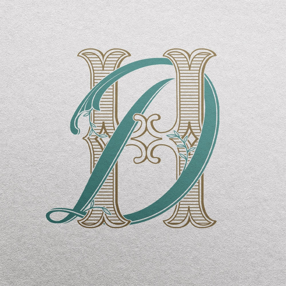 DH Wedding Monogram SVG: Elegant Initial Logo (digital Download) - Etsy