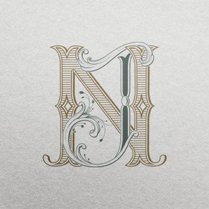 JN Wedding Monogram or Personal Logo | Color editable vector design for wedding invitations, personalized gifts, and decor