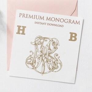 HB BH Wedding Duogram, Wedding Monogram | Wedding Logo | Invitation Logo | Stationery Letterhead | Home Decor | Family Initials | Crest