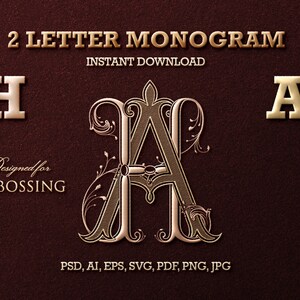 2 Letter Monogram with Letters HA | Digital Download - Wedding Monogram SVG, Personal Logo, Wedding Logo for Wedding Invitations