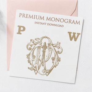 PW WP Wedding Duogram, Wedding Monogram | Wedding Logo | Invitation Logo | Stationery Letterhead | Home Decor | Family Initials | Crest
