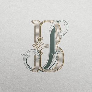 Wedding Monogram or Personal Logo with Initials JB | Color editable vector design for wedding invitations, personalized gifts, and decor