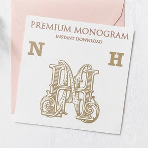 NH HN Wedding Duogram, Wedding Monogram | Wedding Logo | Invitation Logo | Stationery Letterhead | Home Decor | Family Initials | Crest