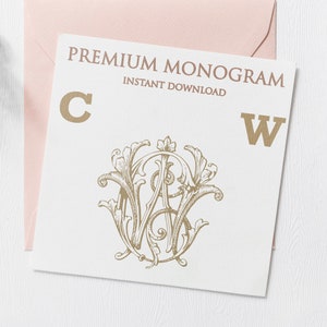 CW WC Wedding Duogram, Wedding Monogram | Wedding Logo | Invitation Logo | Stationery Letterhead | Home Decor | Family Initials | Crest