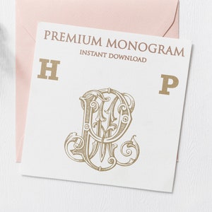 HP PH V.3  Wedding Duogram, Wedding Monogram | Wedding Logo | Invitation Logo | Stationery Letterhead | Home Decor | Family Initials | Crest
