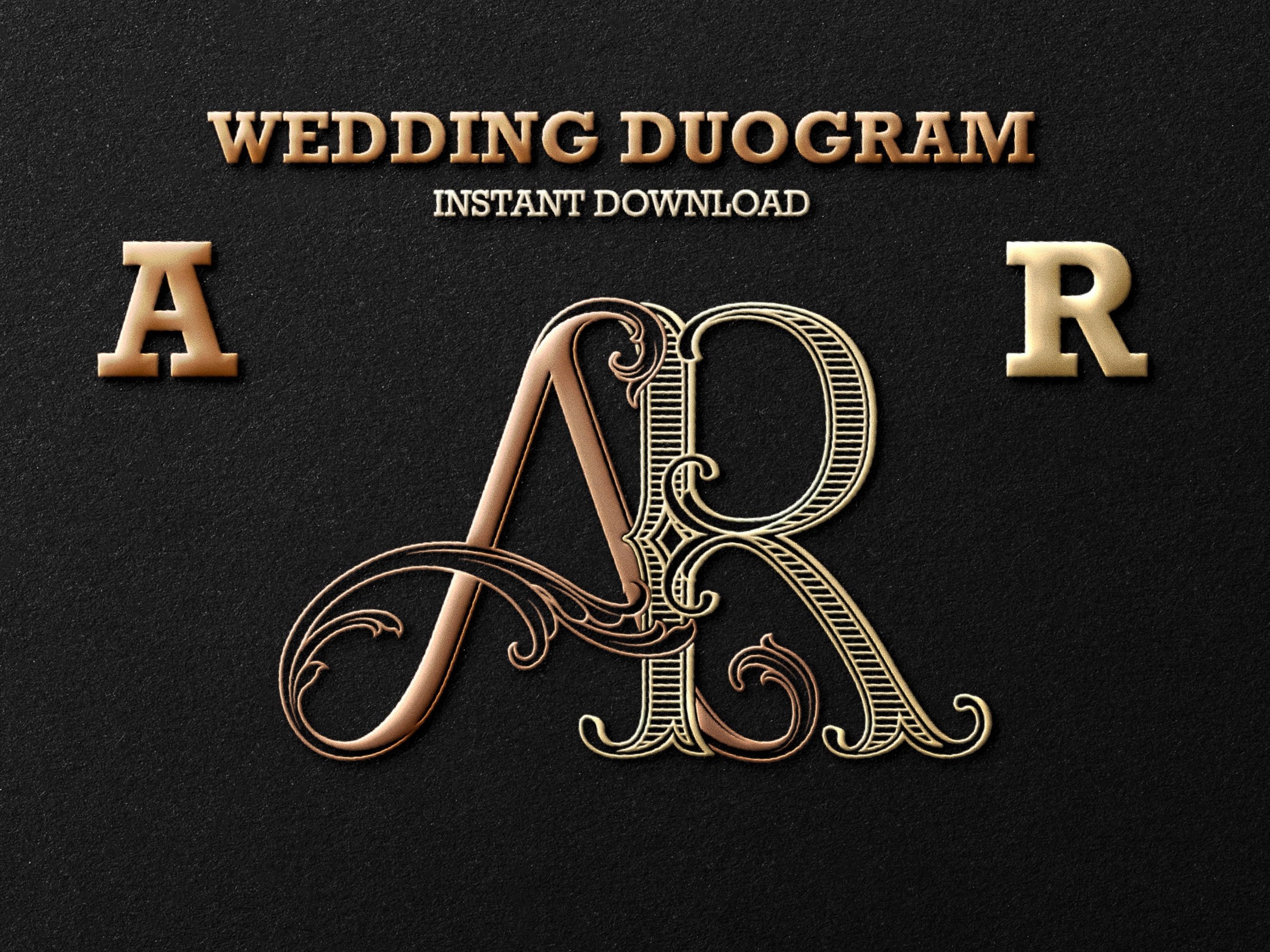 AR RA Wedding Monogram 2 Letter Monogram Digital Monogram Etsy
