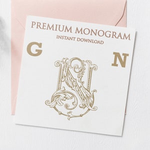 GN NG V.2 Wedding Duogram, Wedding Monogram | Wedding Logo | Invitation Logo | Stationery Letterhead | Home Decor | Family Initials | Crest