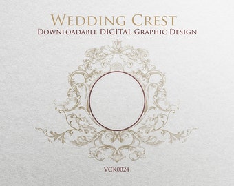 Escudo de boda de estilo victoriano / Un diseño de gráfico vectorial escalable (SVG) listo para descargar para enmarcar su monograma o sus iniciales - VCK0024