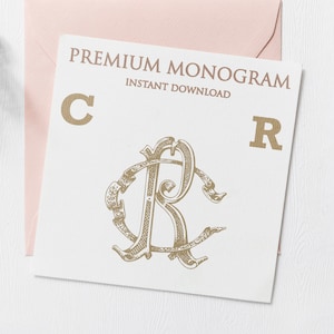 CR RC Wedding Duogram, Wedding Monogram | Wedding Logo | Invitation Logo | Stationery Letterhead | Home Decor | Family Initials | Crest