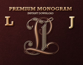 2 Letter Monogram with Letters LJ | Digital Download - Wedding Monogram SVG, Personal Logo, Wedding Logo for Wedding Invitations