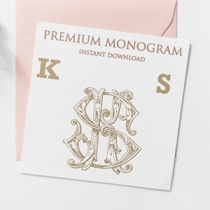 KS SK Wedding Duogram, Wedding Monogram | Wedding Logo | Invitation Logo | Stationery Letterhead | Home Decor | Family Initials | Crest