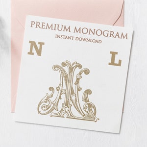 NL LN Wedding Duogram, Wedding Monogram | Wedding Logo | Invitation Logo | Stationery Letterhead | Home Decor | Family Initials | Crest