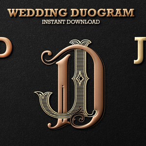 2 Letter Monogram with Letters DJ | Digital Download - Wedding Monogram SVG, Personal Logo, Wedding Logo for Wedding Invitations