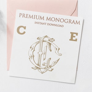 CE EC Wedding Duogram, Wedding Monogram | Wedding Logo | Invitation Logo | Stationery Letterhead | Home Decor | Family Initials | Crest