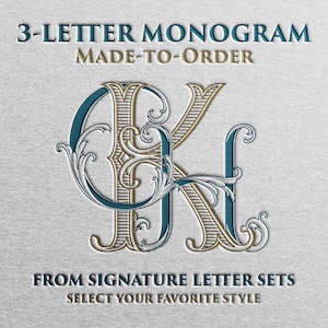 Made-to-order Wedding Monogram | 3-Letters - Choose Your Style, Signature Letter Sets, Digital, Downloadable Monogram SVG for Invitations