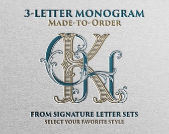 Made-to-order Wedding Monogram | 3-Letters - Choose Your Style, Signature Letter Sets, Digital, Downloadable Monogram SVG for Invitations