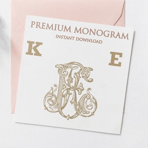 KE EK Wedding Duogram, Wedding Monogram | Wedding Logo | Invitation Logo | Stationery Letterhead | Home Decor | Family Initials | Crest