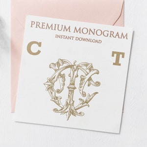 CT TC Wedding Duogram, Wedding Monogram | Wedding Logo | Invitation Logo | Stationery Letterhead | Home Decor | Family Initials | Crest