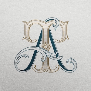 Wedding Monogram SVG - AT | The Letters A & T are combined as a color editable logo for wedding invitations, personalized gifts, and decor.