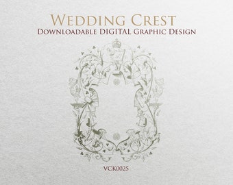 Crista de casamento estilo vitoriano | Um design digital pronto para download - Enquadre seu monograma ou iniciais para criar um logotipo de casamento - VCK0025