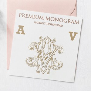 AV VA Wedding Duogram, Wedding Monogram | Wedding Logo | Invitation Logo | Stationery Letterhead | Home Decor | Family Initials | Crest