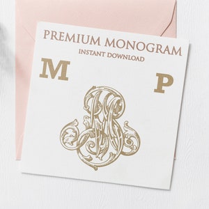 MP PM Wedding Duogram, Wedding Monogram | Wedding Logo | Invitation Logo | Stationery Letterhead | Home Decor | Family Initials | Crest