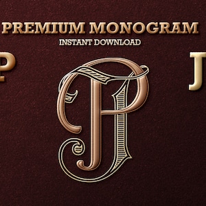 2 Letter Monogram with Letters PJ | Digital Download - Wedding Monogram SVG, Personal Logo, Wedding Logo for Wedding Invitations