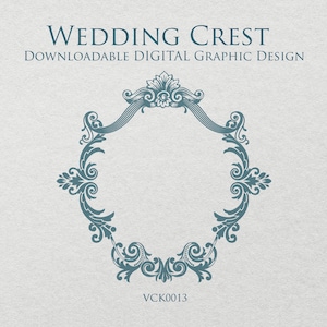 Escudo de boda de estilo victoriano / Un diseño de gráfico vectorial escalable (SVG) listo para descargar para enmarcar su monograma o iniciales - VCK0013
