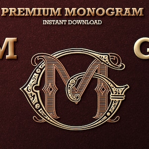 2 Letter Monogram with Letters MG | Digital Download - Wedding Monogram SVG, Personal Logo, Wedding Logo for Wedding Invitations