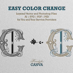 2-letter Monogram (IC) | Digital Download Only - Wedding Monogram SVG ...